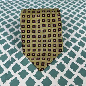Sartori Necktie Men's 100% Silk XL 57” Italy Designer Gold‎ Geometric Square